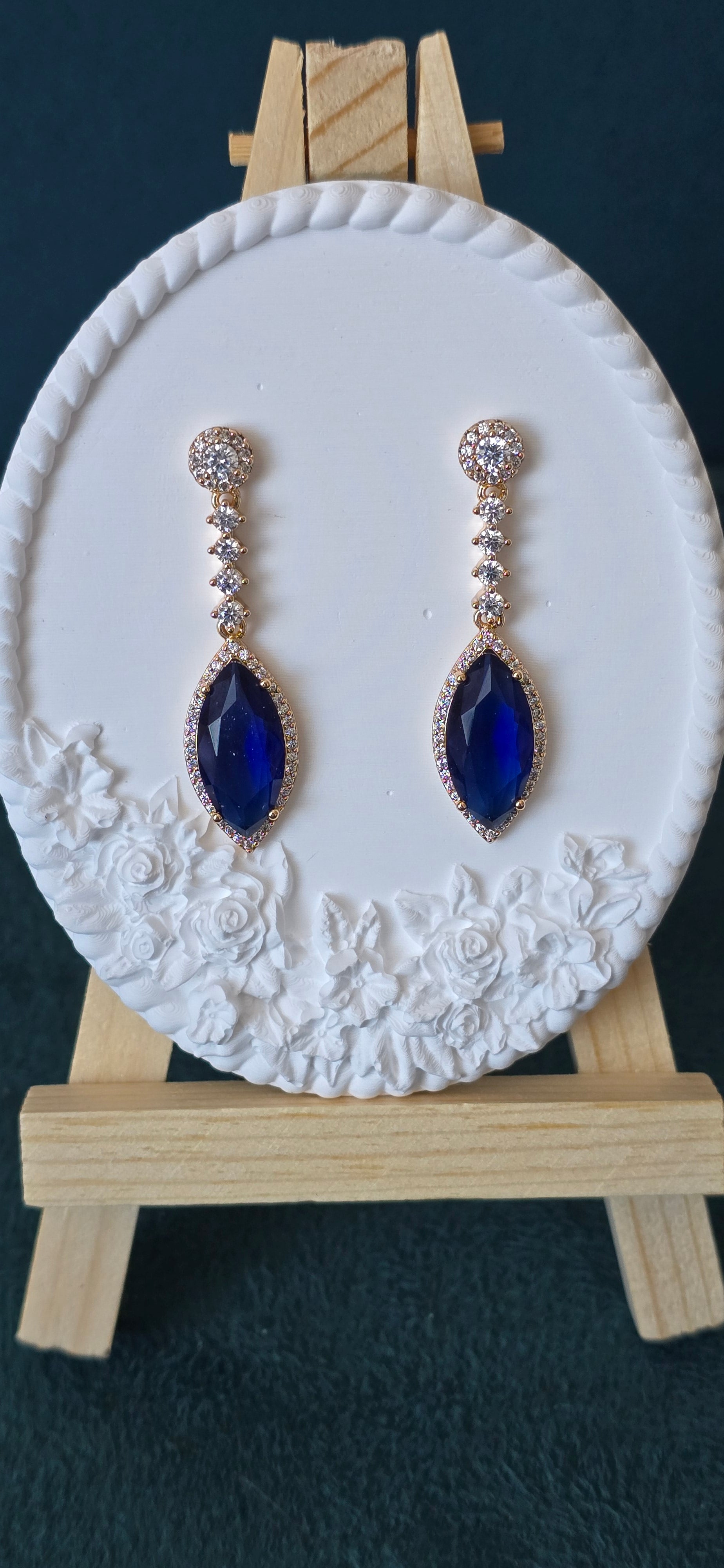 “Midnight Sapphire” Earrings – 14K Gold Plated