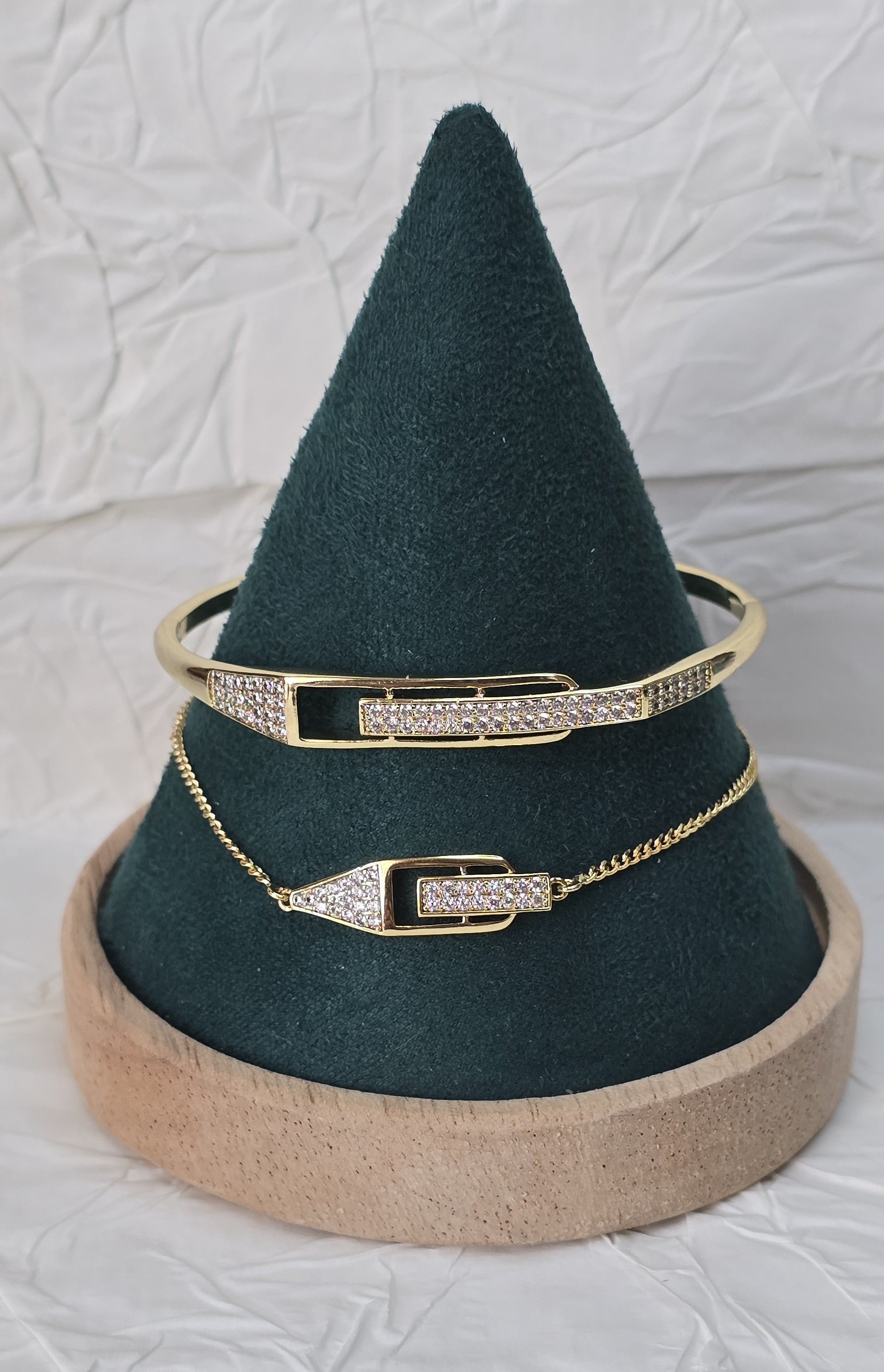 Golden Buckle 14K Gold‑Plated Jewelry Set (with 2 Bracelets)