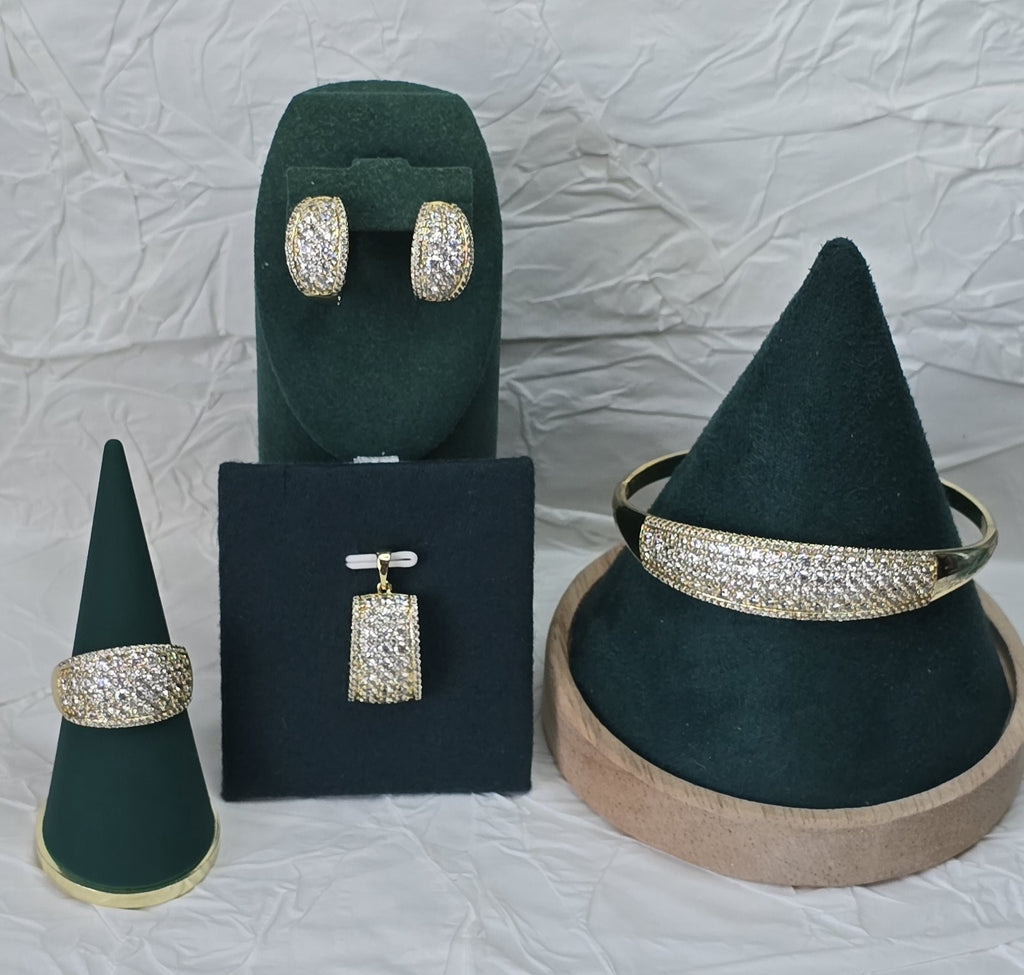 Diamond Crest 14K Gold‑Plated Jewelry Set