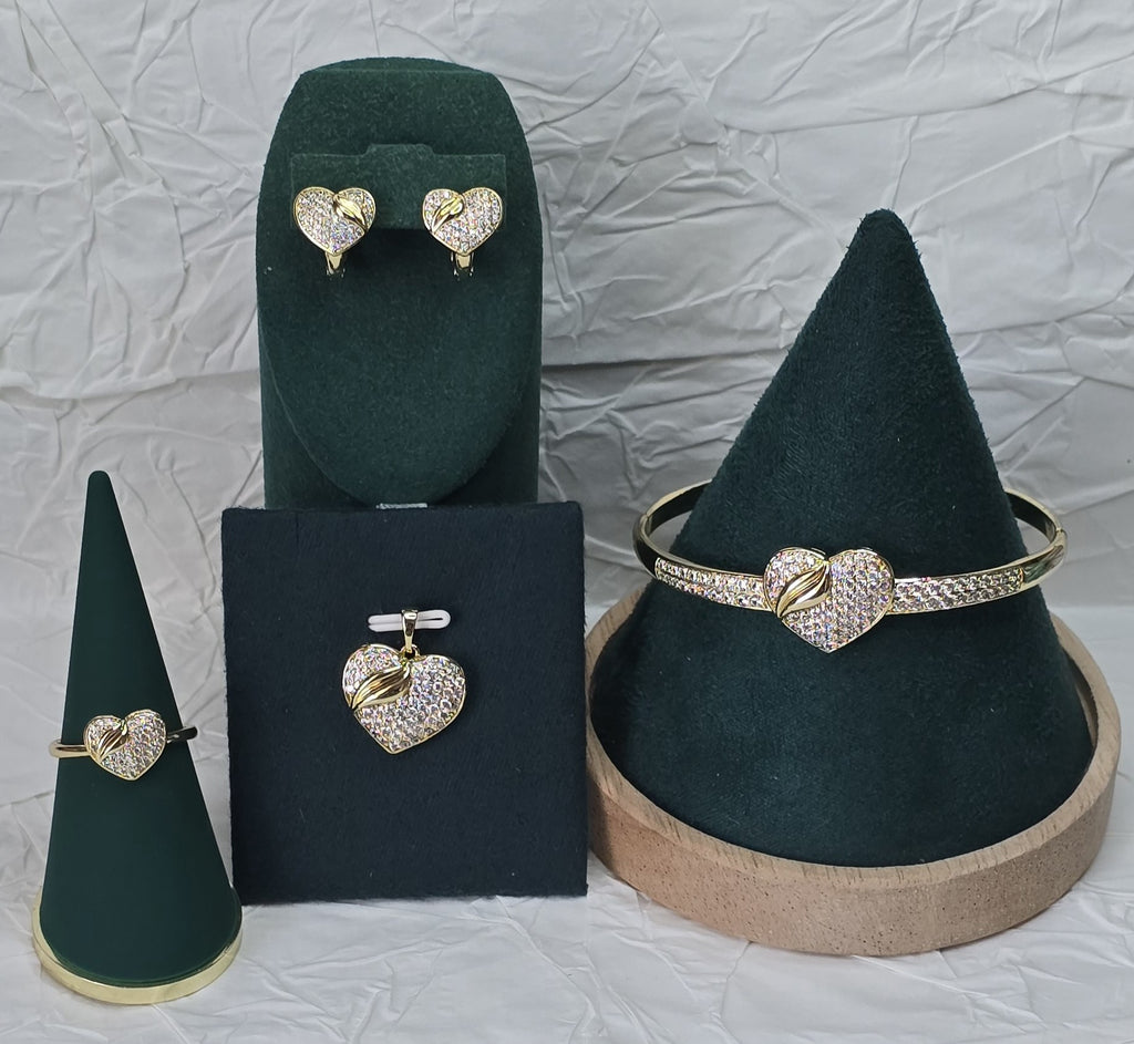 Golden Embrace Heart 14K Gold‑Plated Jewelry Set