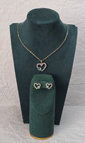Aurora Crystal Heart 14K Gold‑Plated Jewelry Set
