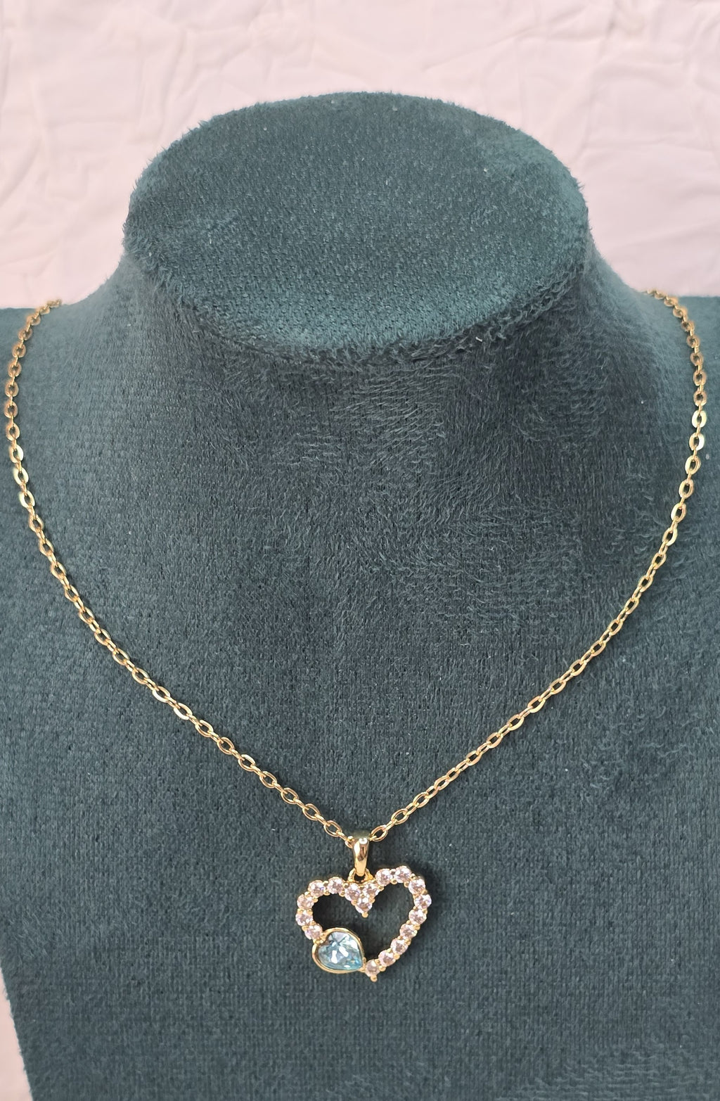 Aurora Crystal Heart 14K Gold‑Plated Jewelry Set