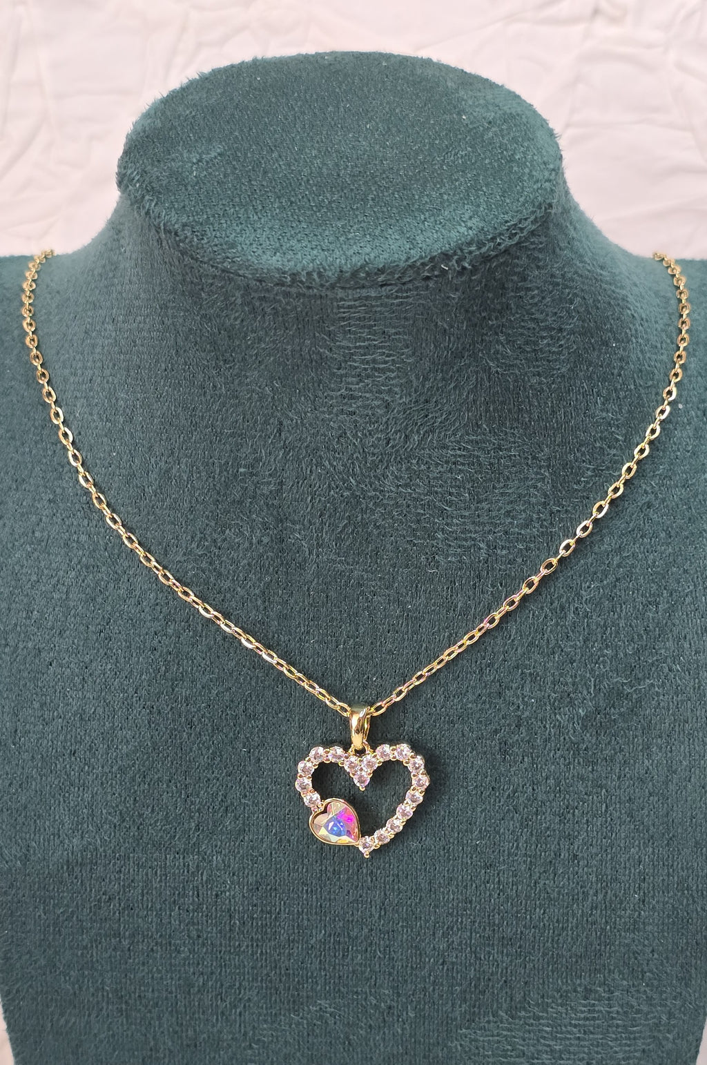 Aurora Crystal Heart 14K Gold‑Plated Jewelry Set