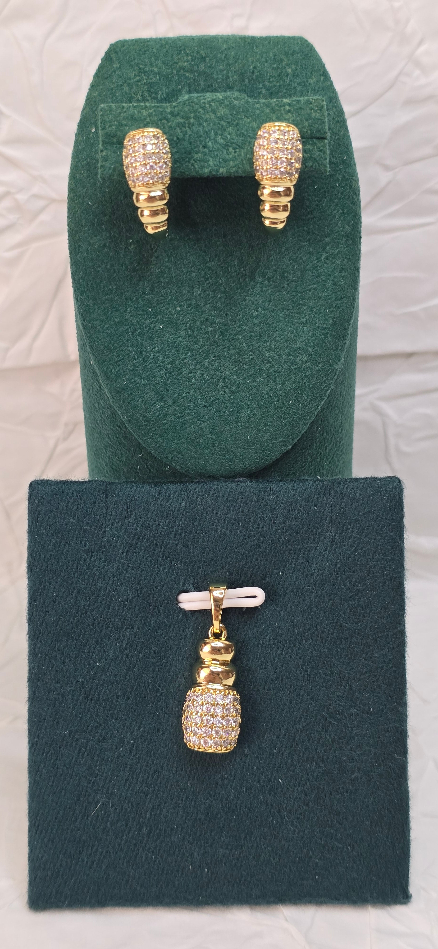 Golden Luxe Barrel 14K Gold‑Plated Jewelry Set