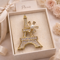 “Paris Bloom” Eiffel Tower Brooch – 14K Gold Plated