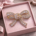 “Golden Bow Sparkle” Brooch – 14K Gold Plated
