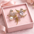 “Golden Songbirds” Brooch – 14K Gold Plated