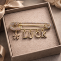 “Lucky Charm” Safety Pin Brooch – 14K Gold Plated