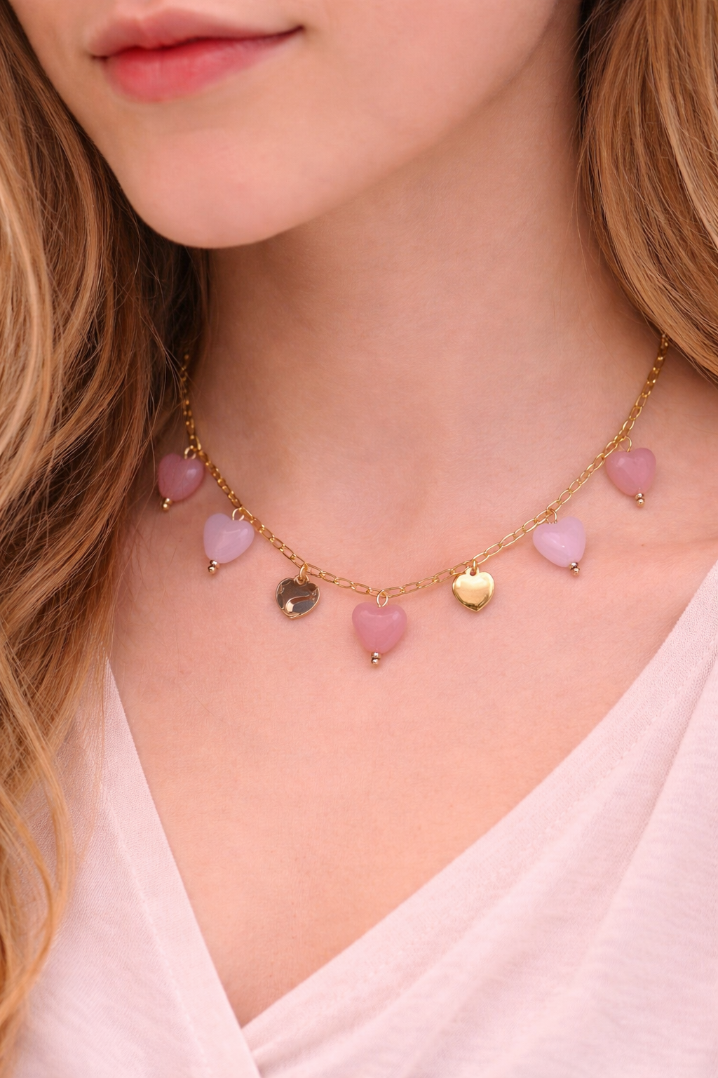 Pink Heart Charm Necklace TTM – Stainless Steel
